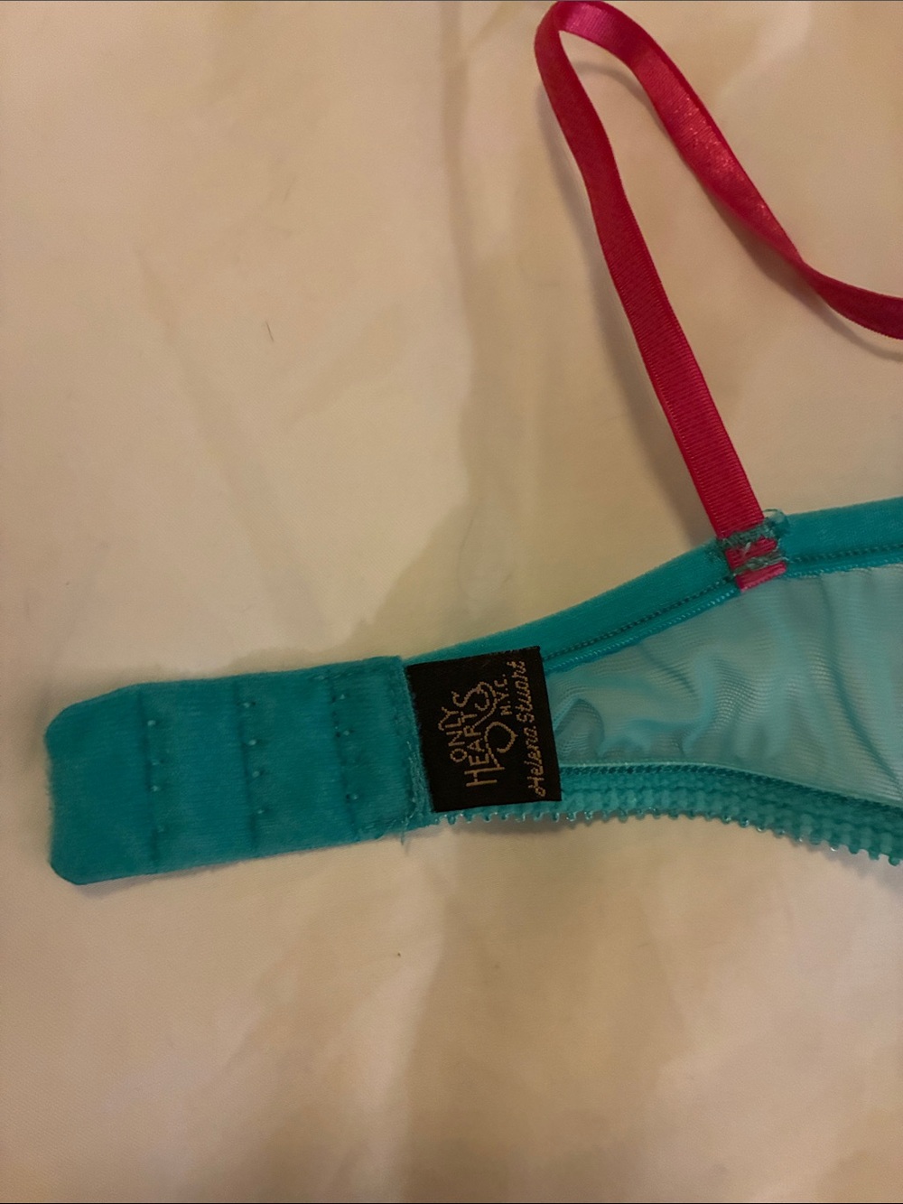 Only Hearts Teal & Black Sheer Underwire Bra with Pink Straps - Picture 3 of 4